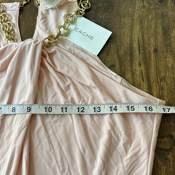 NWT Cache pink chain neck halter shirt top body suit Sz L holiday? - Picture 7 of 9